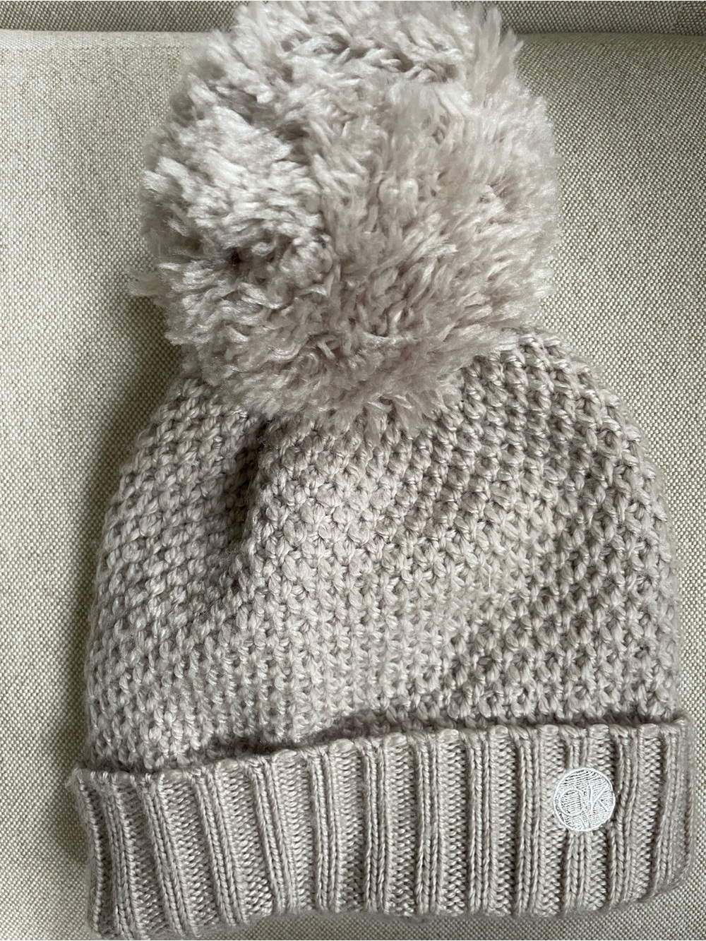 Calvin Klein Light Beige Pom-Pom Knit Beanie